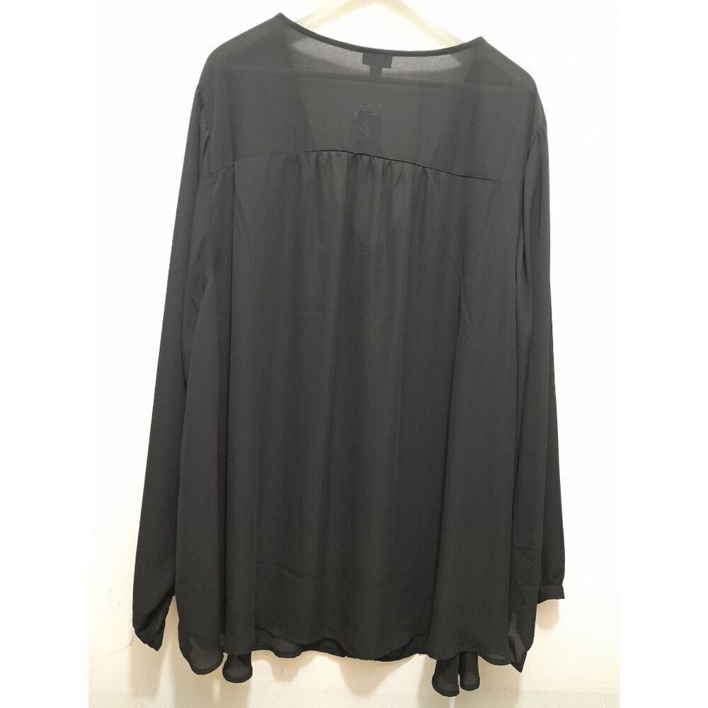 New Torrid Georgette Pintuck Button-Front Flowy Lightweight Blouse Black Size 6 - Picture 3 of 8
